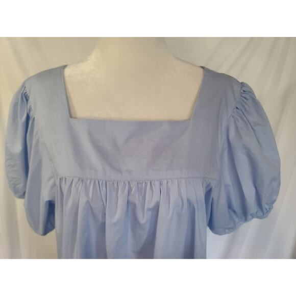 Mi Golondrina Womens Puff Sleeve Cotton Light Blue Dress XL - Picture 3 of 6
